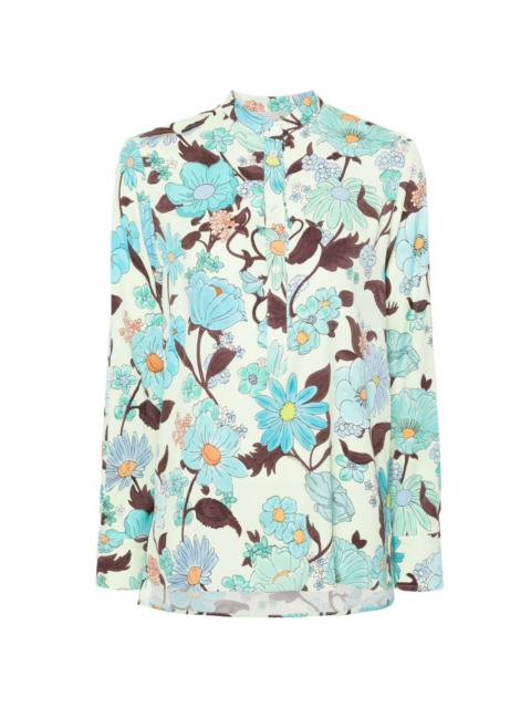 garden-print buttoned shirt