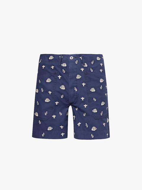 RRL by Ralph Lauren Keane mountain-embroidered cotton shorts