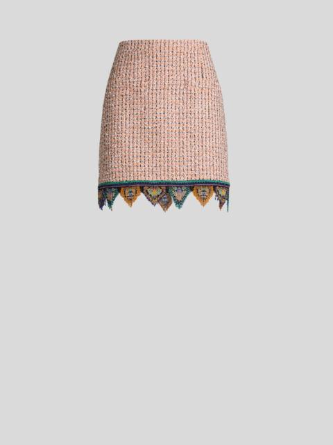 Etro JACQUARD MINI SKIRT WITH TWEED EFFECT, FRINGING AND CHECK MOTIF