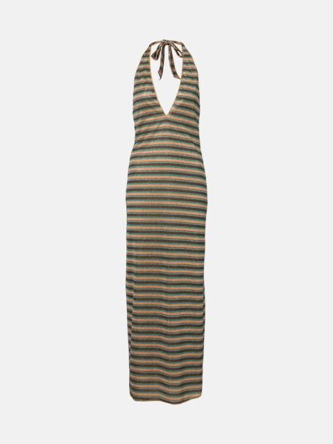 Oséree Lumière striped halterneck maxi dress
