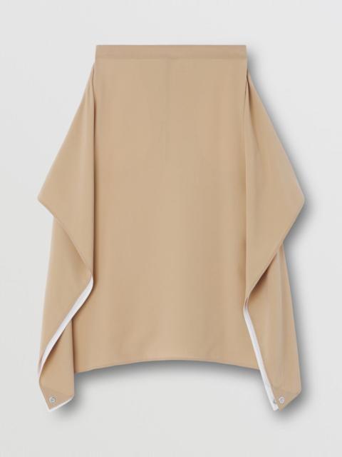 Burberry Panel Detail Silk Crepe de Chine Skirt