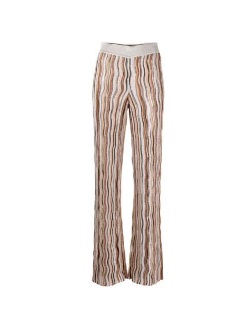 striped sequined flared trousers