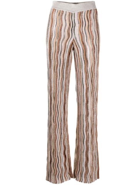 striped sequined flared trousers