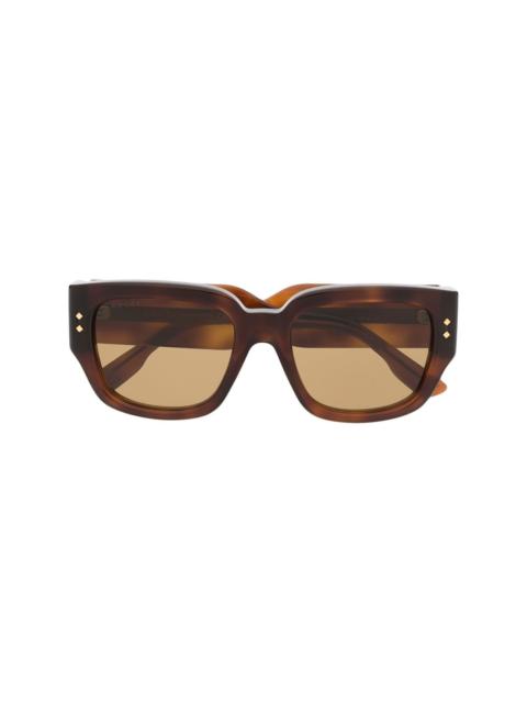tortoiseshell logo-arm sunglasses