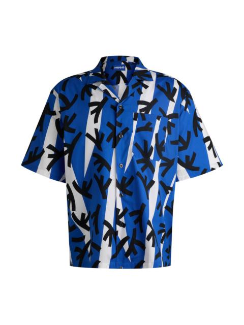 HUGO RELAXED-FIT SHIRT IN PRINTED COTTON POPLIN