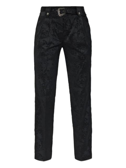 VERSACE JEANS COUTURE damask-pattern belted trousers