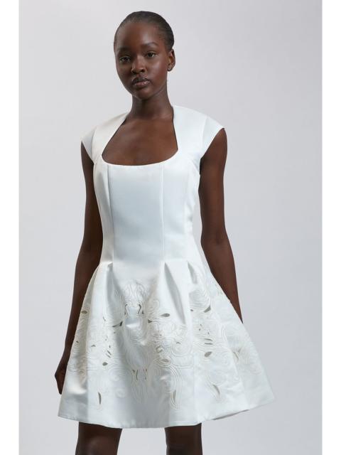 KAREN MILLEN Tailored Satin Cutwork Mini Dress