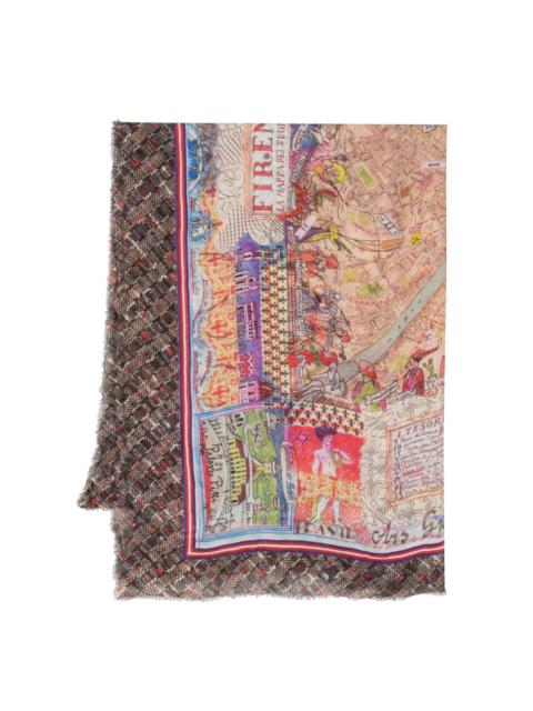 Faliero Sarti graphic-print fringed scarf