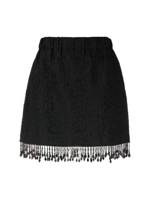 GANNI fringed jacquard skirt