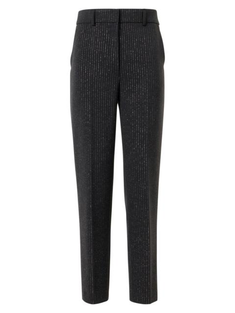 AKRIS Women's Feryn Metallic Pinstripe Pants - Black Brushed Steel