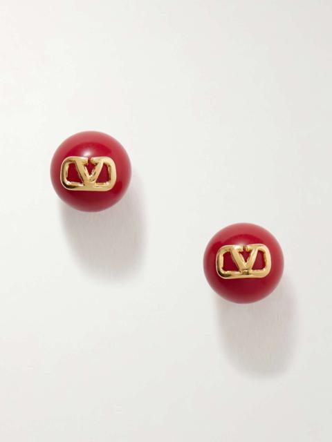 Valentino VLOGO gold-tone acetate earrings