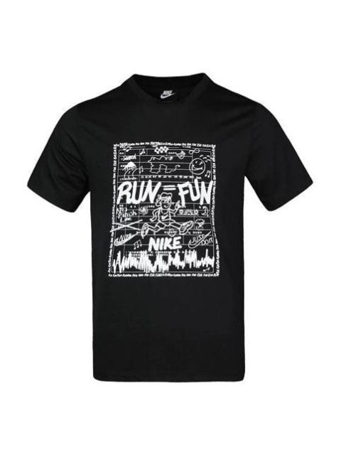 Nike Nike RUN FUN 인쇄 짧은 소매 검정 CZ8686-010