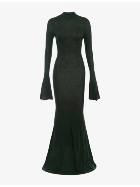 House of CB Sancha fluted-sleeve knitted maxi dress