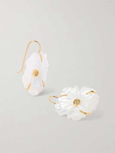 LIZZIE FORTUNATO New Bloom Gold-plated, Mother-of-pearl And Topaz Earrings