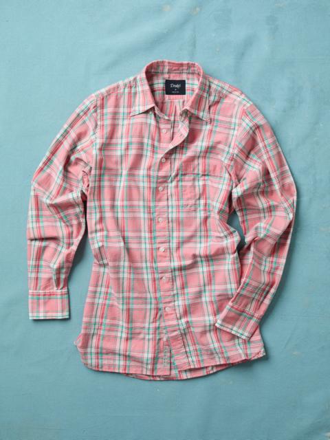Drake's Pink and Green Madras Check Cotton Button-Down Shirt