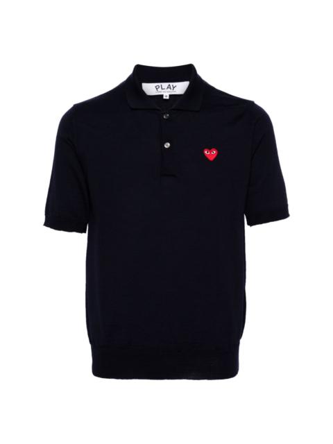 heart-patch wool polo shirt