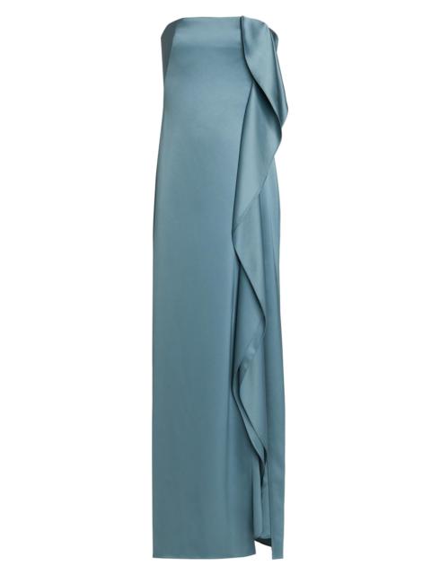 AMSALE Women's Satin Draped Strapless Gown - Twilight