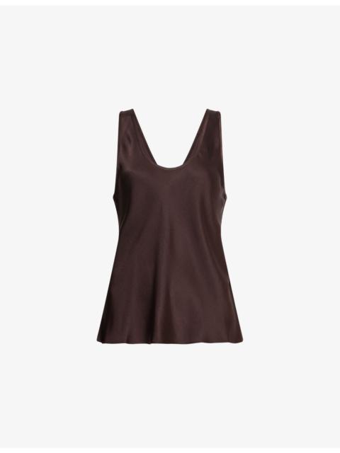 ANINE BING Lea Scoop-Neck Silk Top