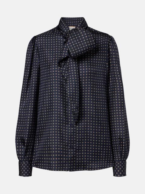 SAINT LAURENT Printed tie-neck silk crêpe de chine blouse