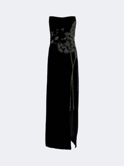 COSTARELLOS Embellished strapless velvet gown