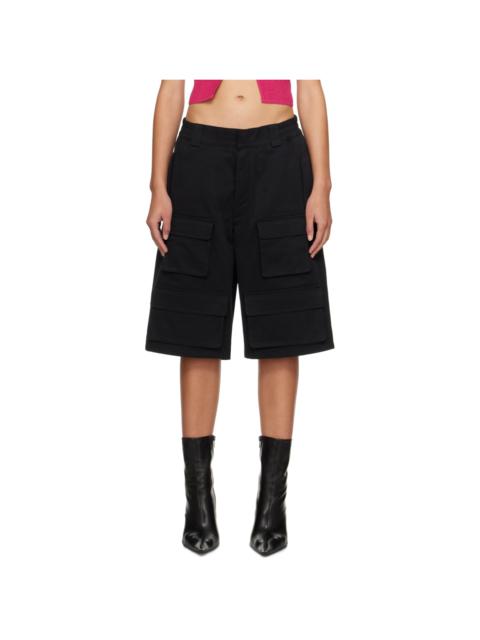 Black Four-Pocket Cargo Shorts