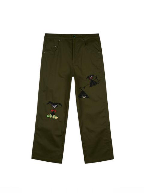 BRAIN DEAD Twisted Snout Embroidered Pant - Olive