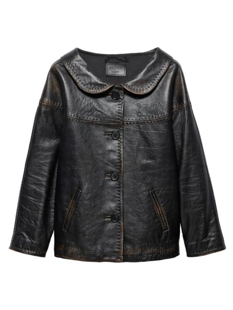 Prada Women's Antiqued Nappa Leather Jacket - Black