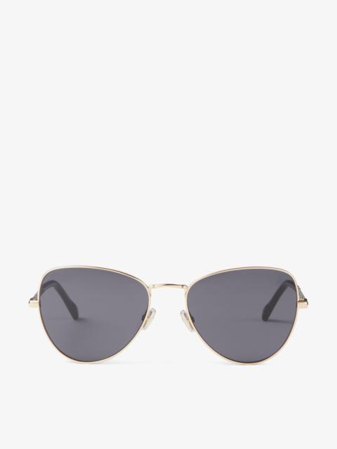 JIMMY CHOO Carol
Rose Gold Aviator Sunglasses with Black Glitter Temples
