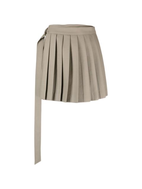 pleated virgin wool wrap skirt