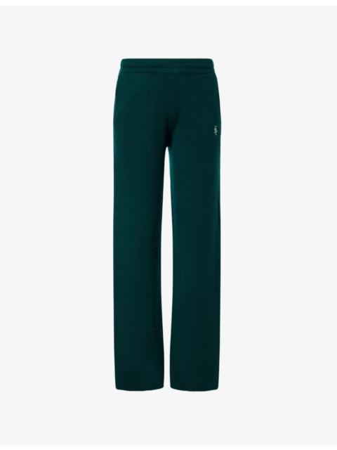 Sporty & Rich Wide-Leg Embroidered-Logo Cashmere-And-Wool Jogging Bottoms