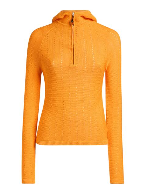 Zipped Knit Cotton-Blend Sweater orange