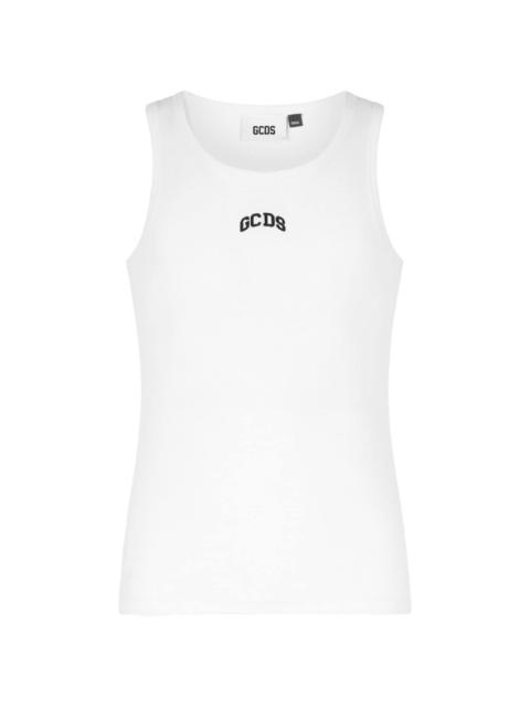 logo-embroidered fine-ribbed tank top