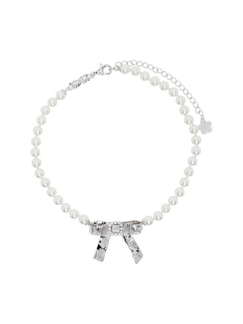 SHUSHU/TONG YVMIN Edition Tin Foil Bow Pearl Necklace