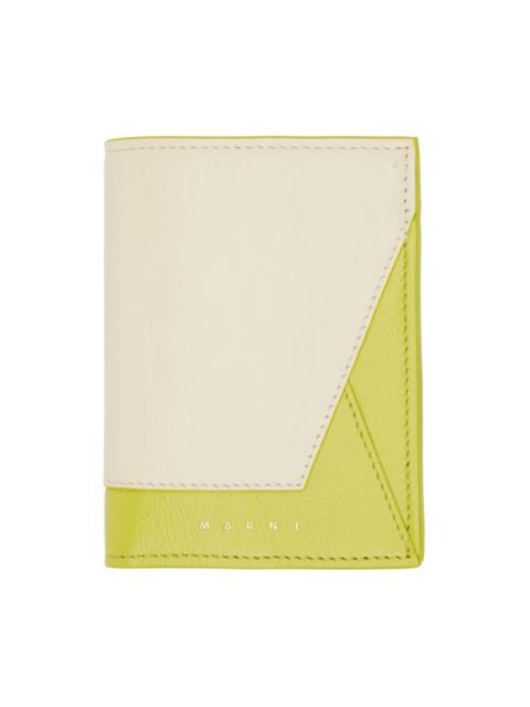 Marni Off-White & Green Bifold Wallet