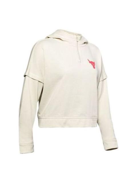 Under Armour (WMNS) Under Armour x Project Rock Terry Hoodie 'White Pink' 1351807-110