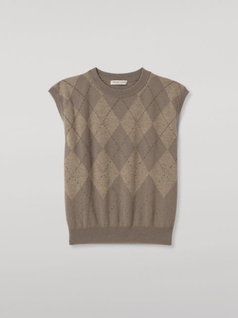 Johnstons of Elgin Clan Grey Argyle Cashmere Tank