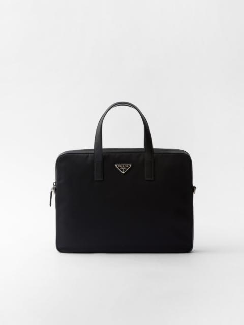 Re-Nylon and Saffiano leather briefcase