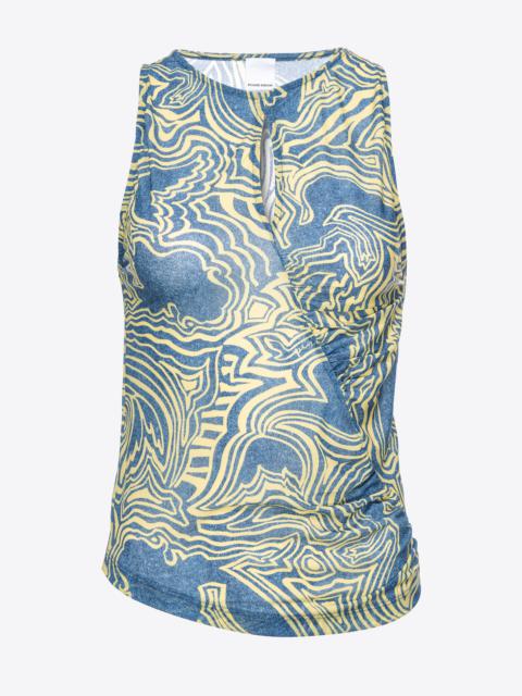 MERMAID-PRINT CHARMEUSE TOP