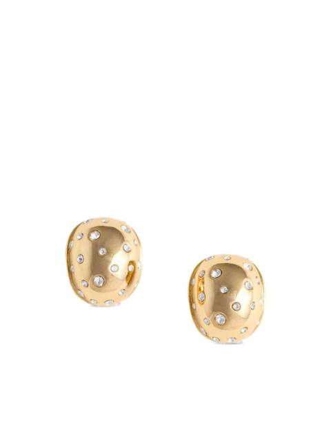 self-portrait crystal-embellished oval earrings