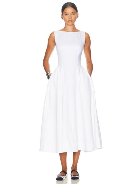 HELSA Stretch Cotton Sateen Midi Dress