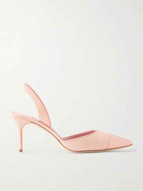 Manolo Blahnik Capsli 70 Canvas And Patent-leather Slingback Pumps