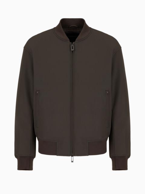 Zipped bomber jacket in technical stretch nylon