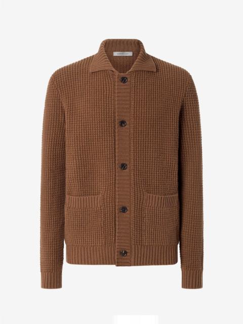 CORNELIANI Tobacco brown wool and cashmere knitted jacket