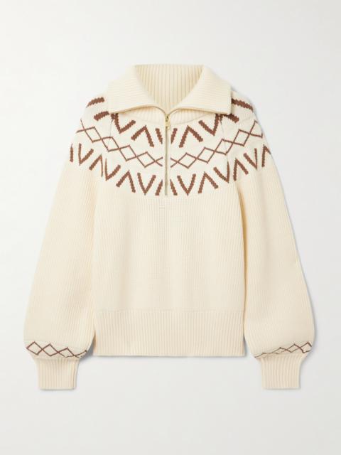 VARLEY Sigrid Fair Isle Knitted Half-zip Sweater