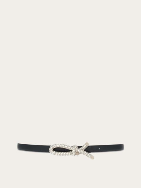 Reversible belt with bow and crystals