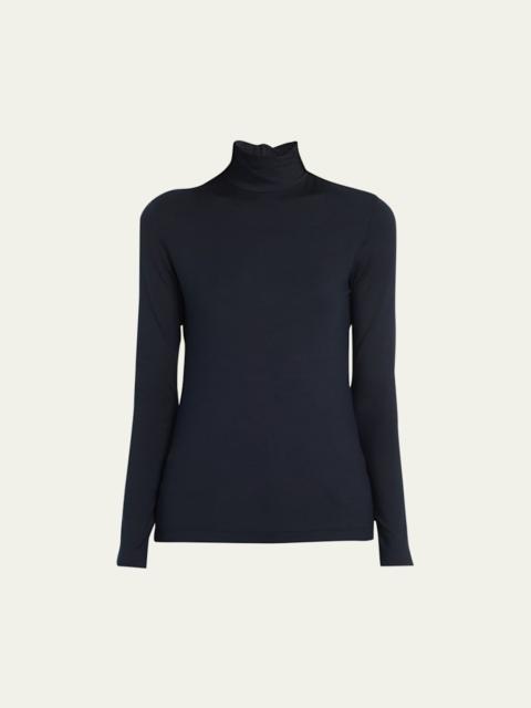 AKRIS Silk-Cotton Jersey Turtleneck Top