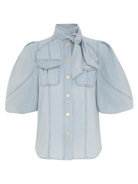 Zimmermann ACACIA DENIM LANTERN BLOUSE