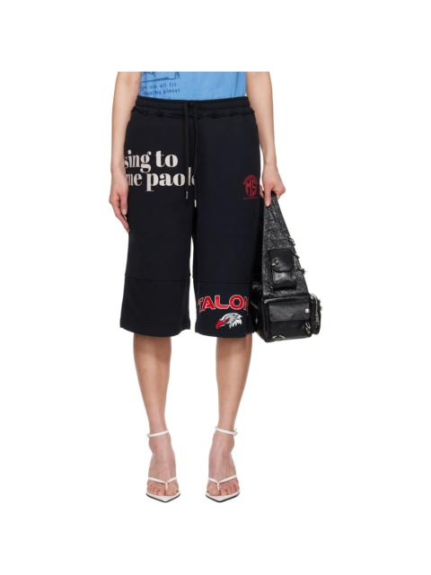 Marine Serre Black Regenerated Graphic Sweatshirts Drawstring Shorts
