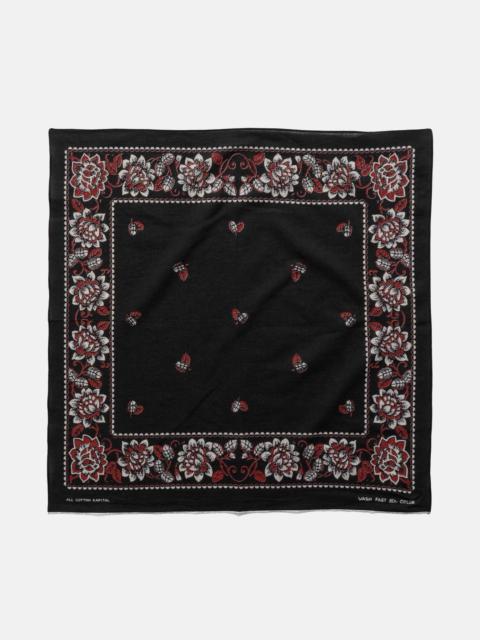 Kapital Fastcolor Selvedge Bandanna (ROCKWELL FLOWER) Black