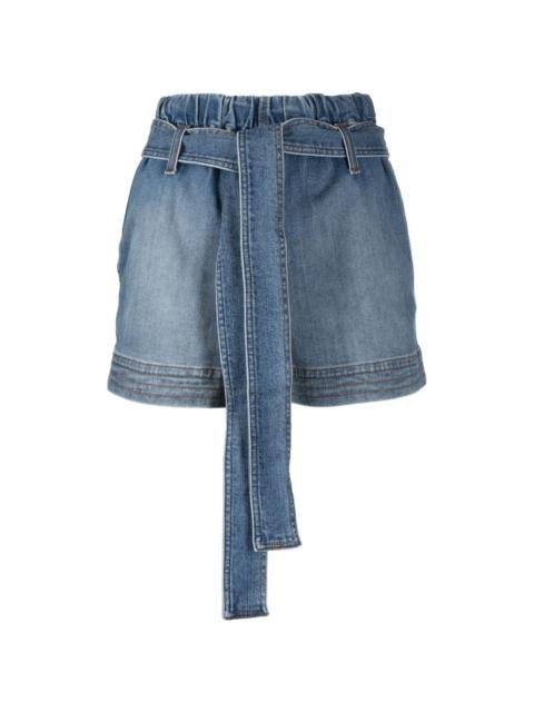 tie-waist denim shorts